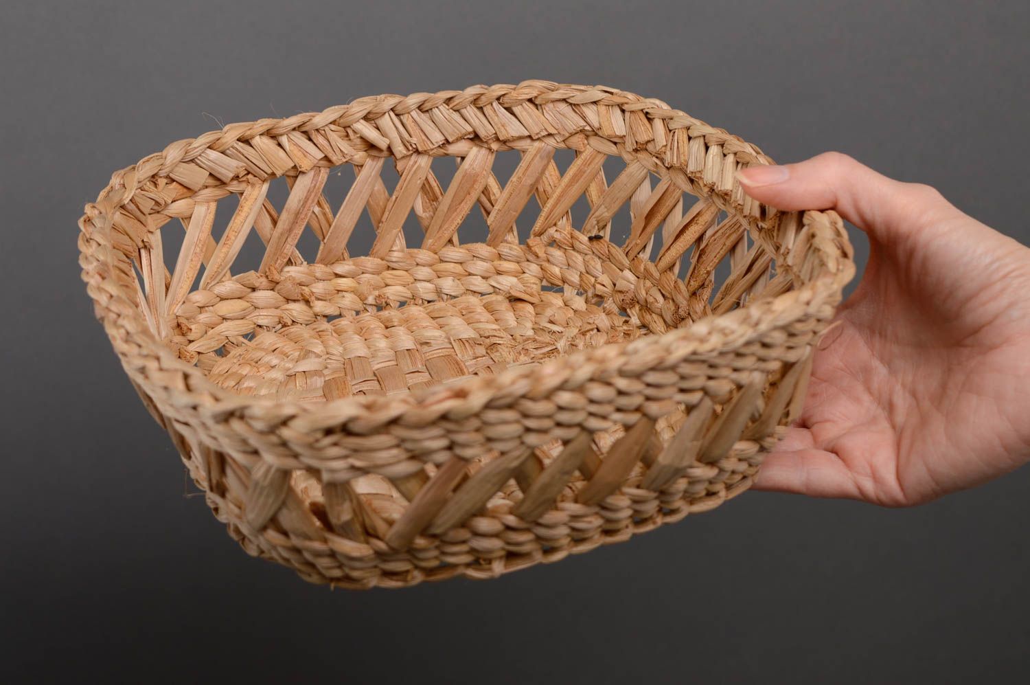 Small woven bread basket for kitchen photo 5