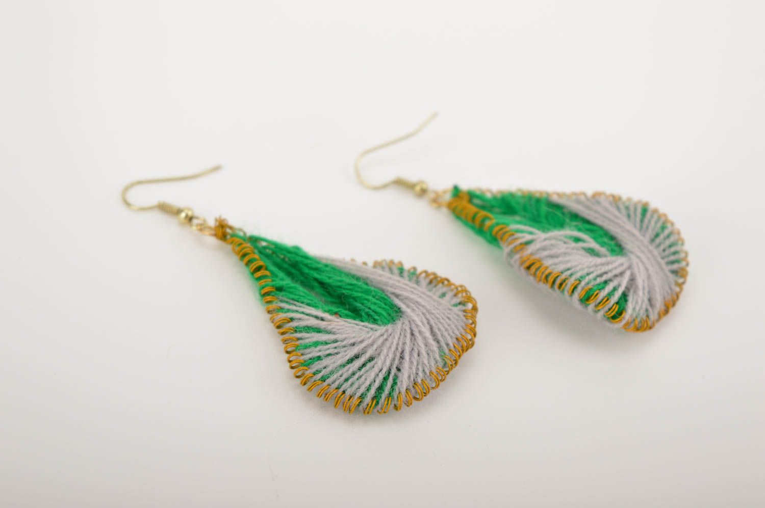 Elegant handmade wire earrings textile earrings costume jewelry gifts for her photo 2