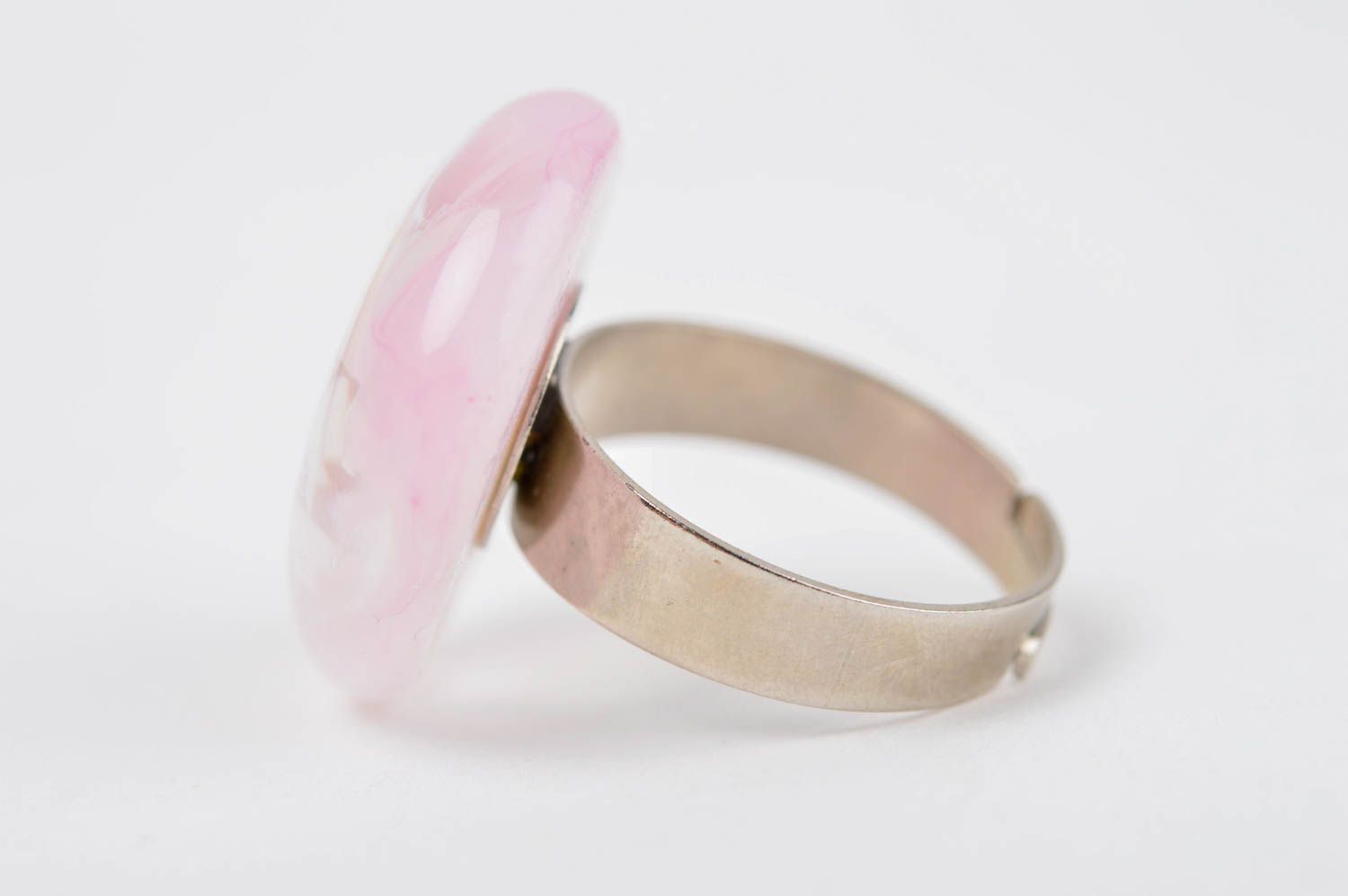 Handmade Accessoire für Frauen Glas Ring in Rosa Damen Modeschmuck Fusing foto 2
