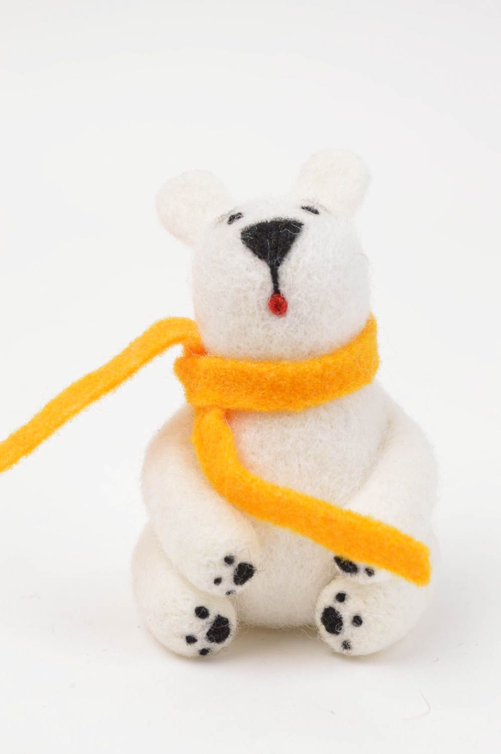 Handmade Kuscheltier Eisbär aus Wolle Stoff Spielzeug Geschenk für Kinder foto 2