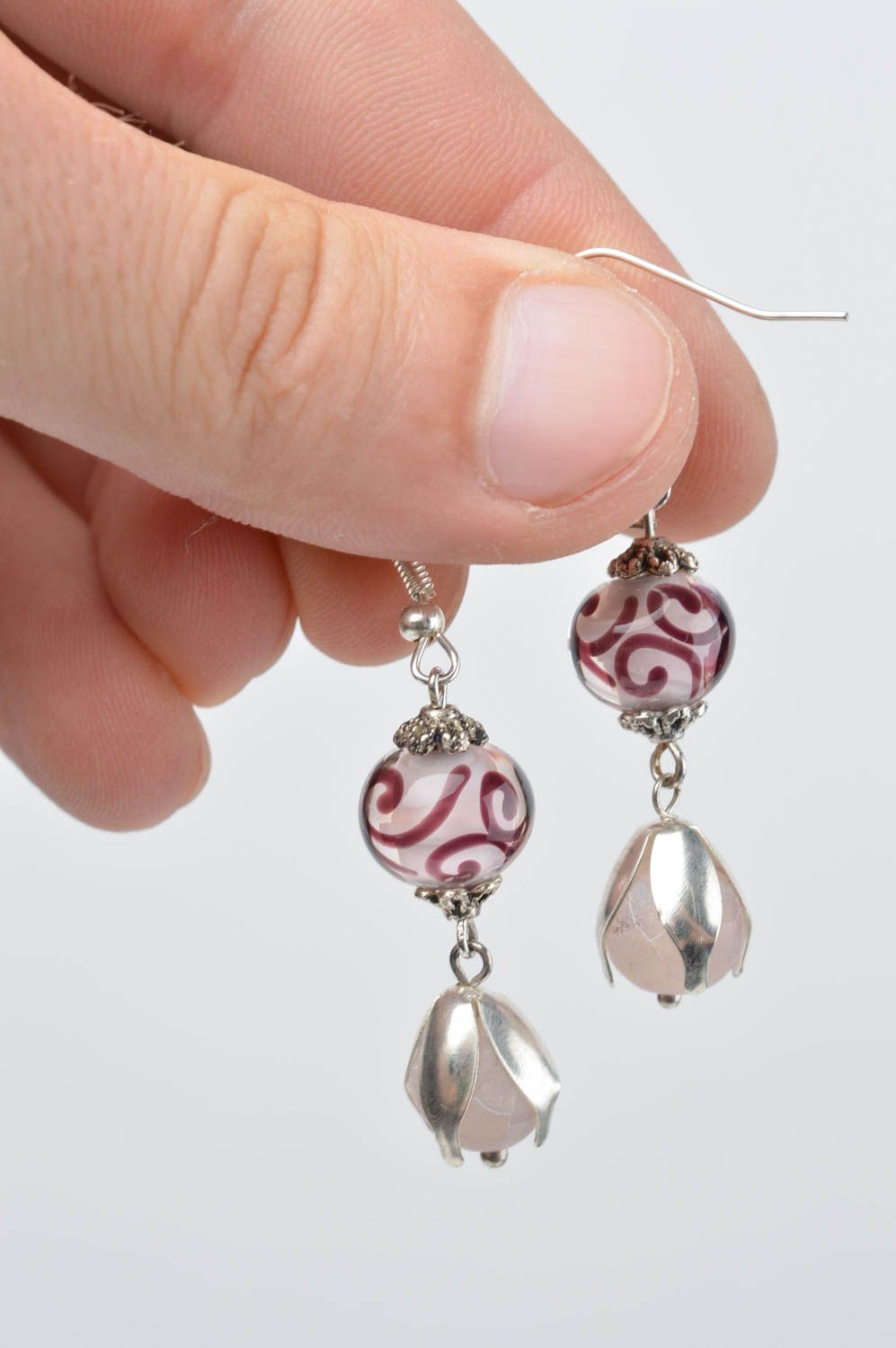Glass elegant earrings cute designer present female jewelry gift for her photo 4