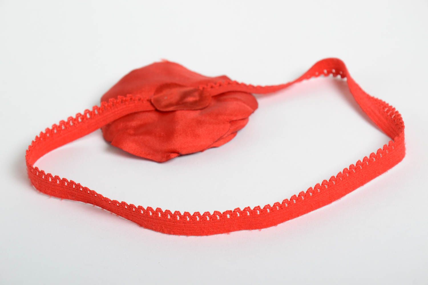 Handmade red flower headband unusual elegant headband stylish female accessory photo 3