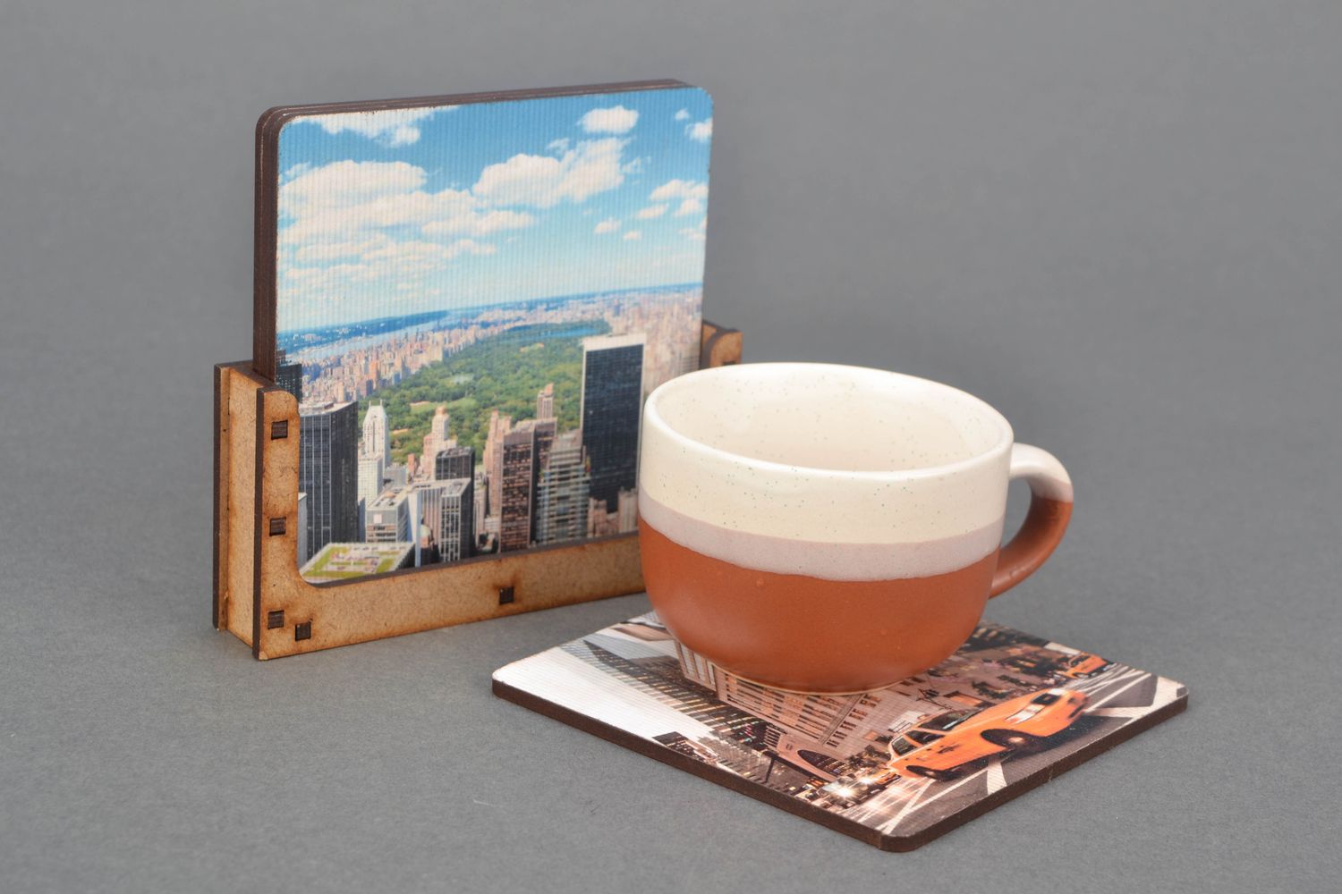Подставки под чашки из МДФ набор Нью-Йорк фото 1