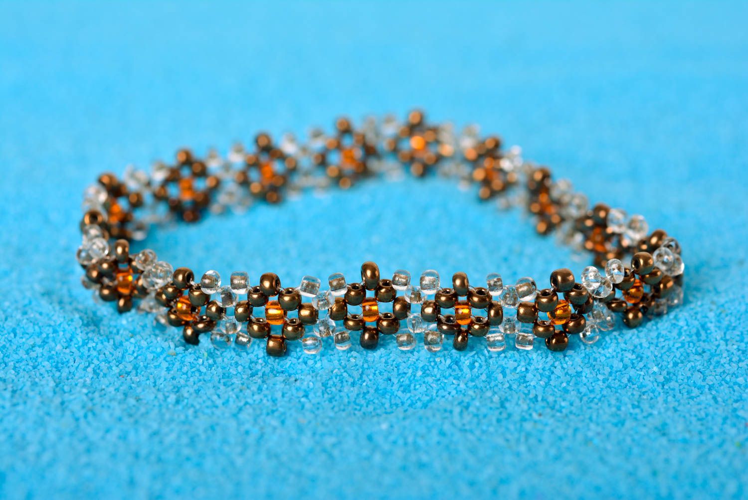 Bracelet en perles de rocaille Bijou fait main ornementé fin Cadeau pour ado photo 1