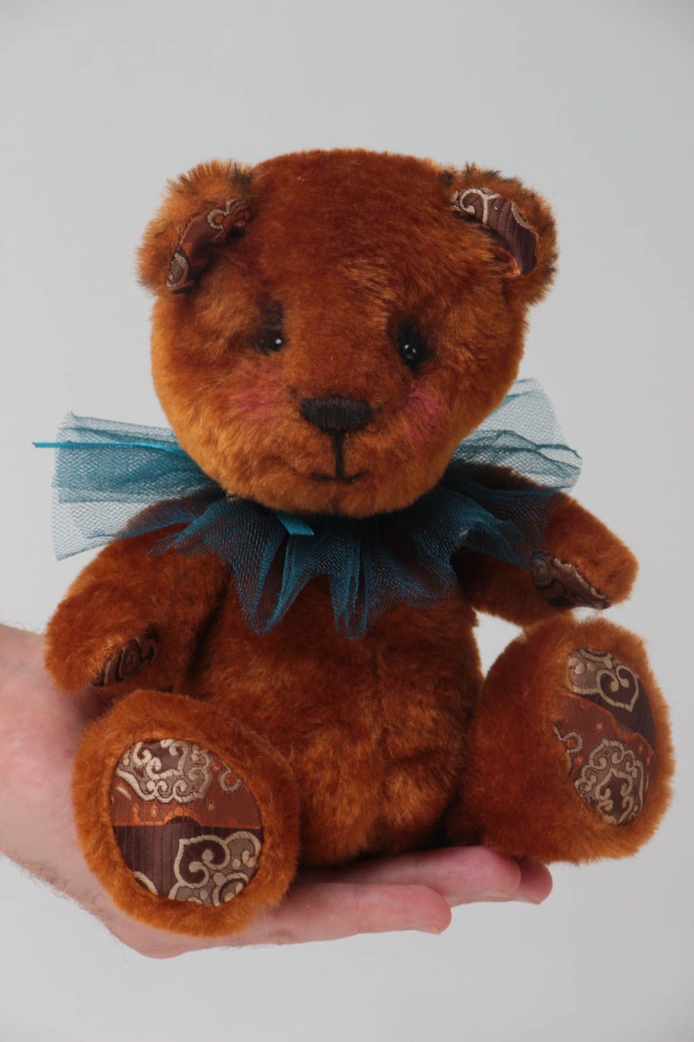 Мягкая игрушка медведик из искусственного меха ручной работы авторский красивый фото 5