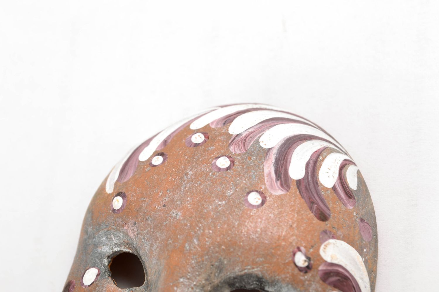 Maschera in argilla fatta a mano elemento decorativo d'autore originale
 foto 5