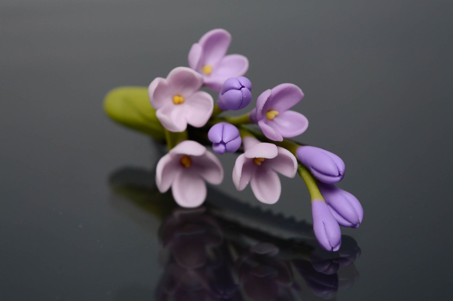 Blume Haarspange aus Porzellan lila foto 1