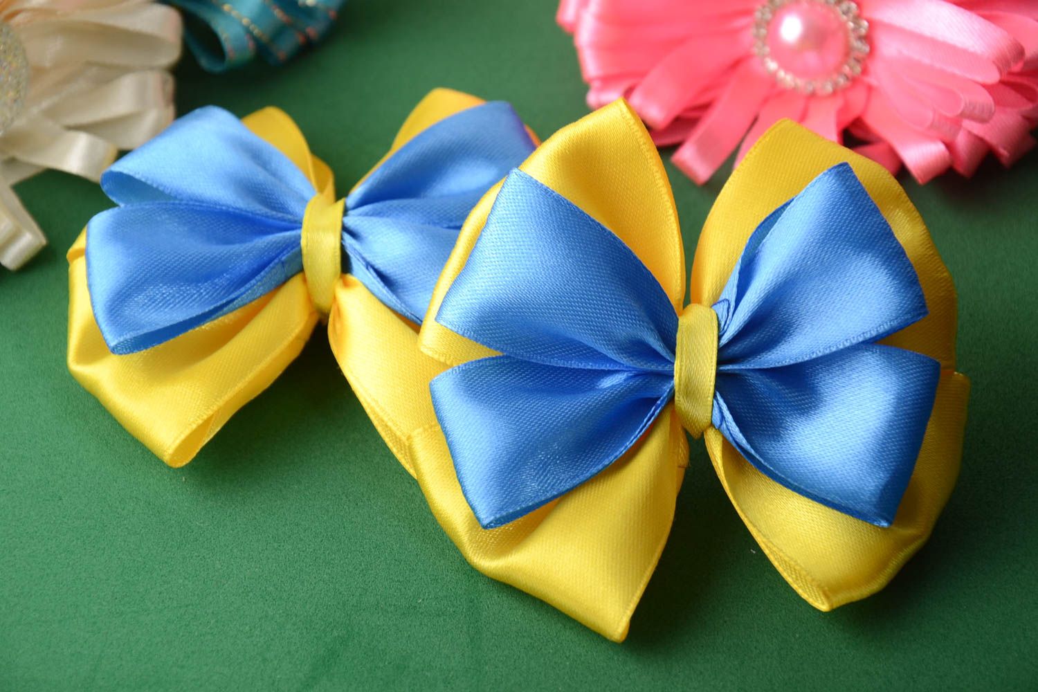 Handmade hair bow 2 bow hair clips elegant hair ornaments gifts for her photo 1
