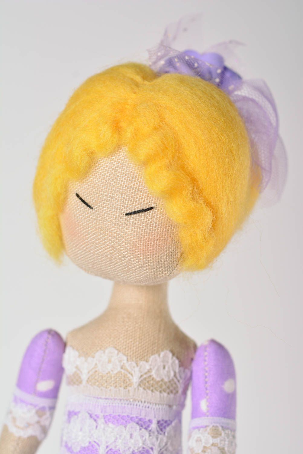 Handmade fabric doll decorative stuffed toy present for baby nursery decor photo 2
