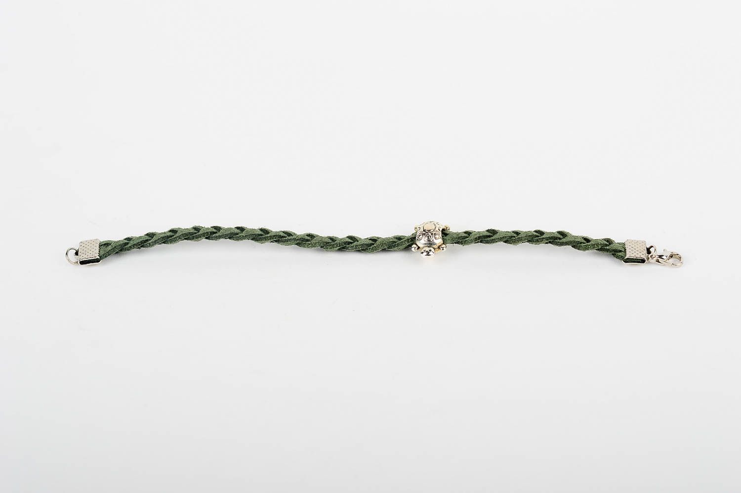 Замшевый браслет хэнд мэйд браслет на руку зеленый плетеный украшение из кожи фото 2