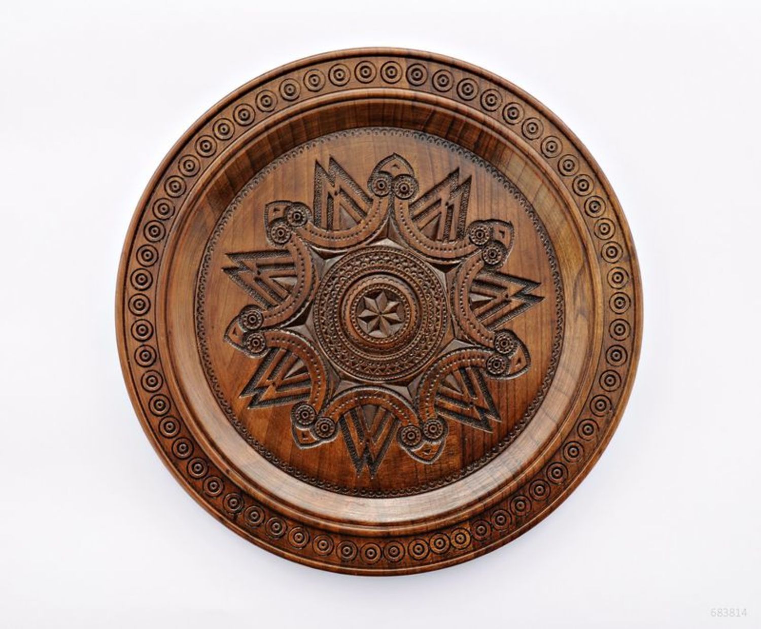Handmade decorative carved plate photo 2