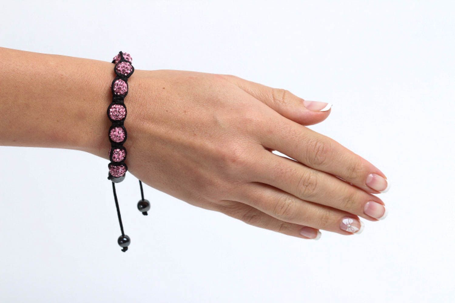 Rosa schwarzes Damen Armband handmade Designer Accessoire Schmuck für Frauen  foto 5