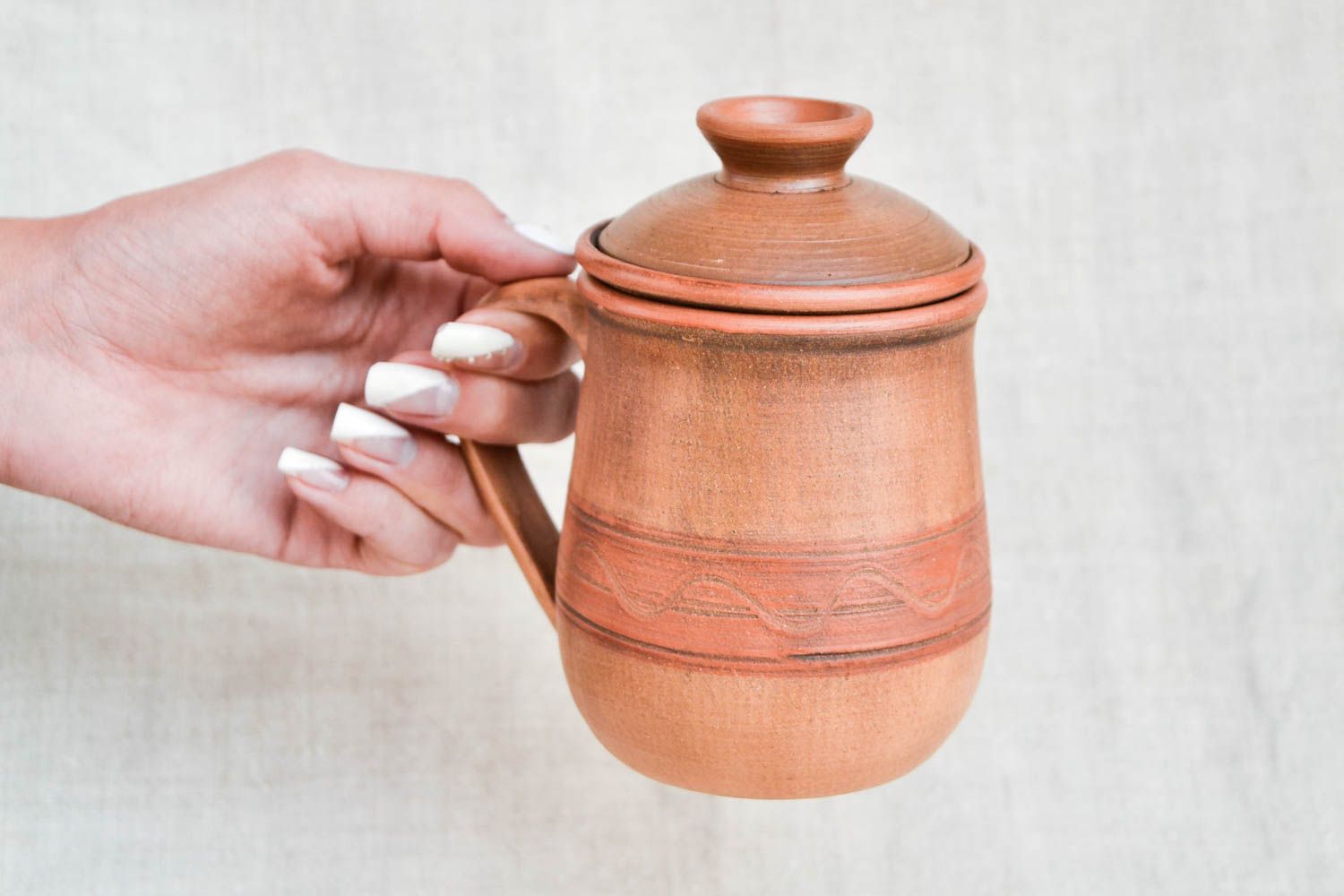 Tetera de cerámica con tapa cerámica artesanal vajilla moderna para té foto 2