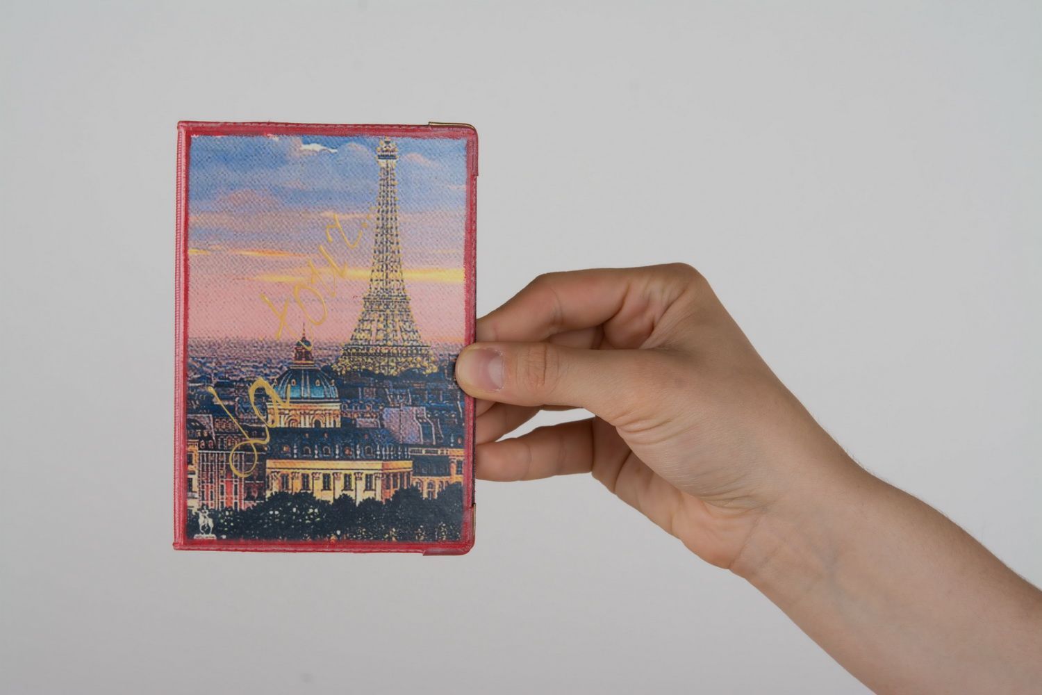 Étui pour passeport fait main avec tour Eiffel  photo 1