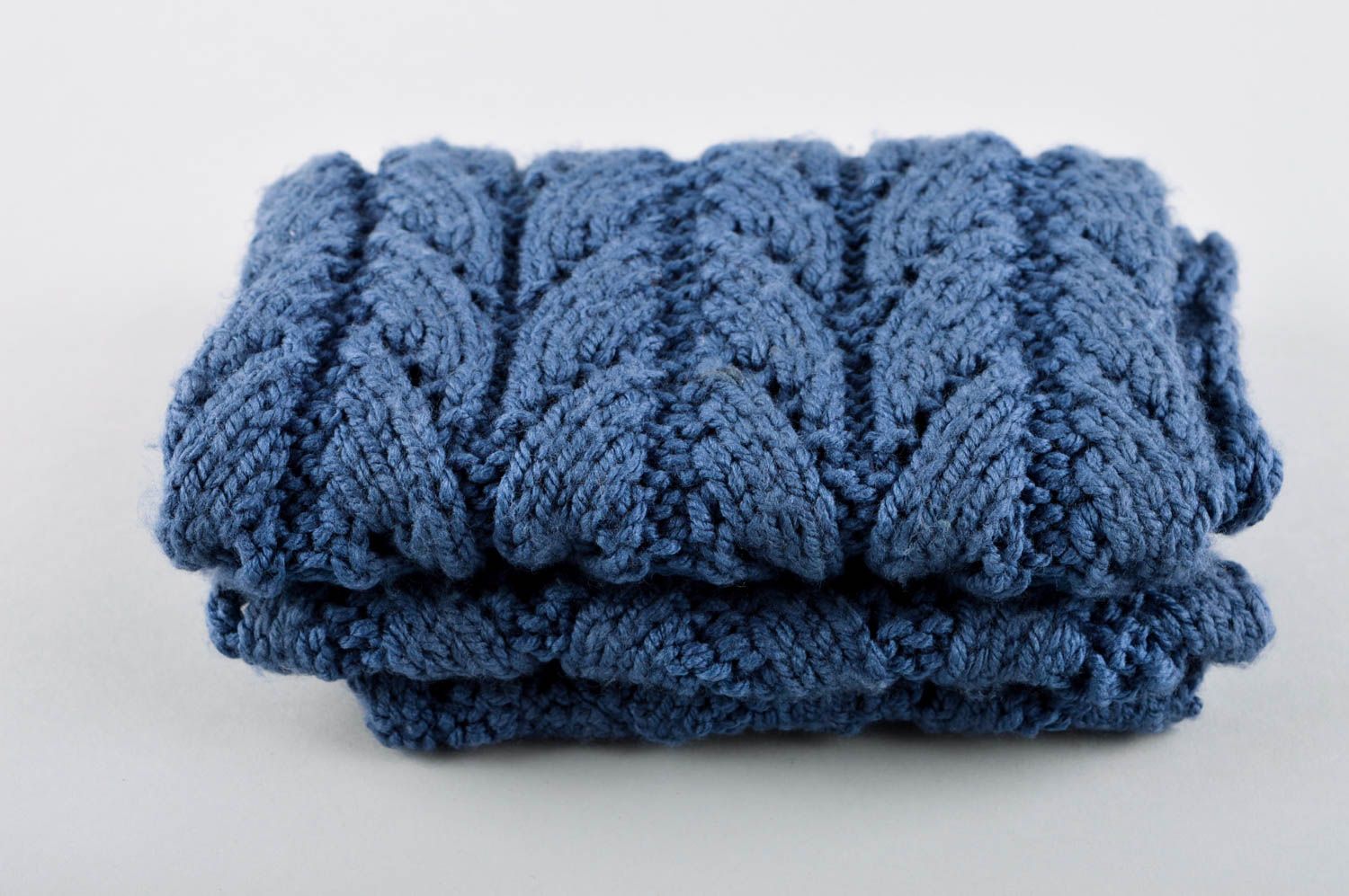 Handmade knitted blue scarf unusual winter accessory warm designer scarf photo 4