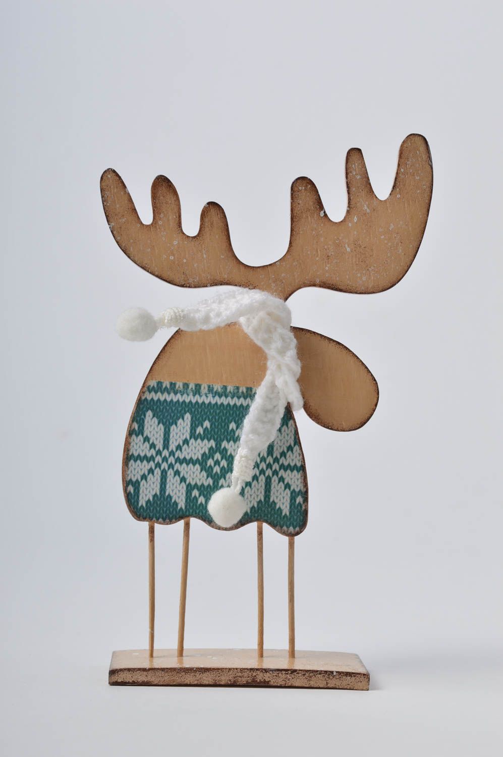 Figura decorativa hecha a mano de madera decoración de Navidad arreglo navideño foto 2