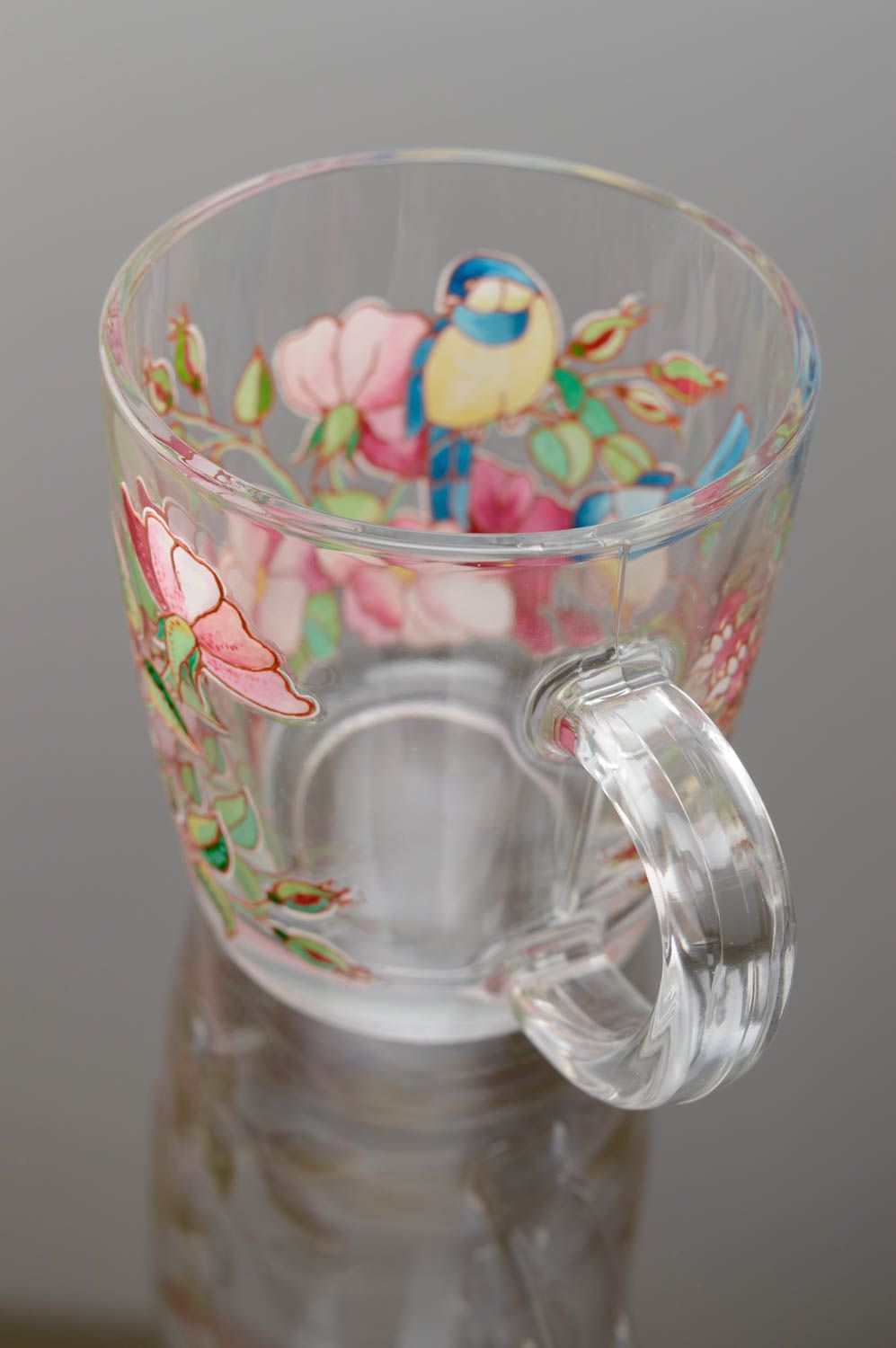 Стеклянная чашка расписная витражными красками фото 3