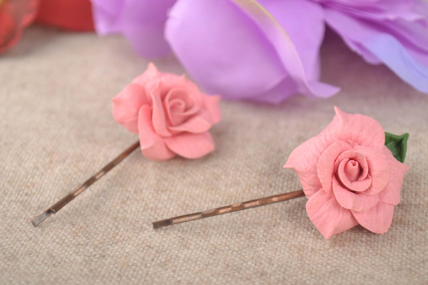 Haar Accessoires handmade Haarklammer Blume Set 2 Stück Geschenk für Mädchen foto 1