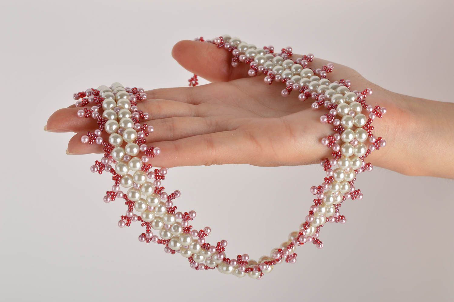 Handmade beaded necklace unusual elegant evening necklace stylish jewelry photo 4