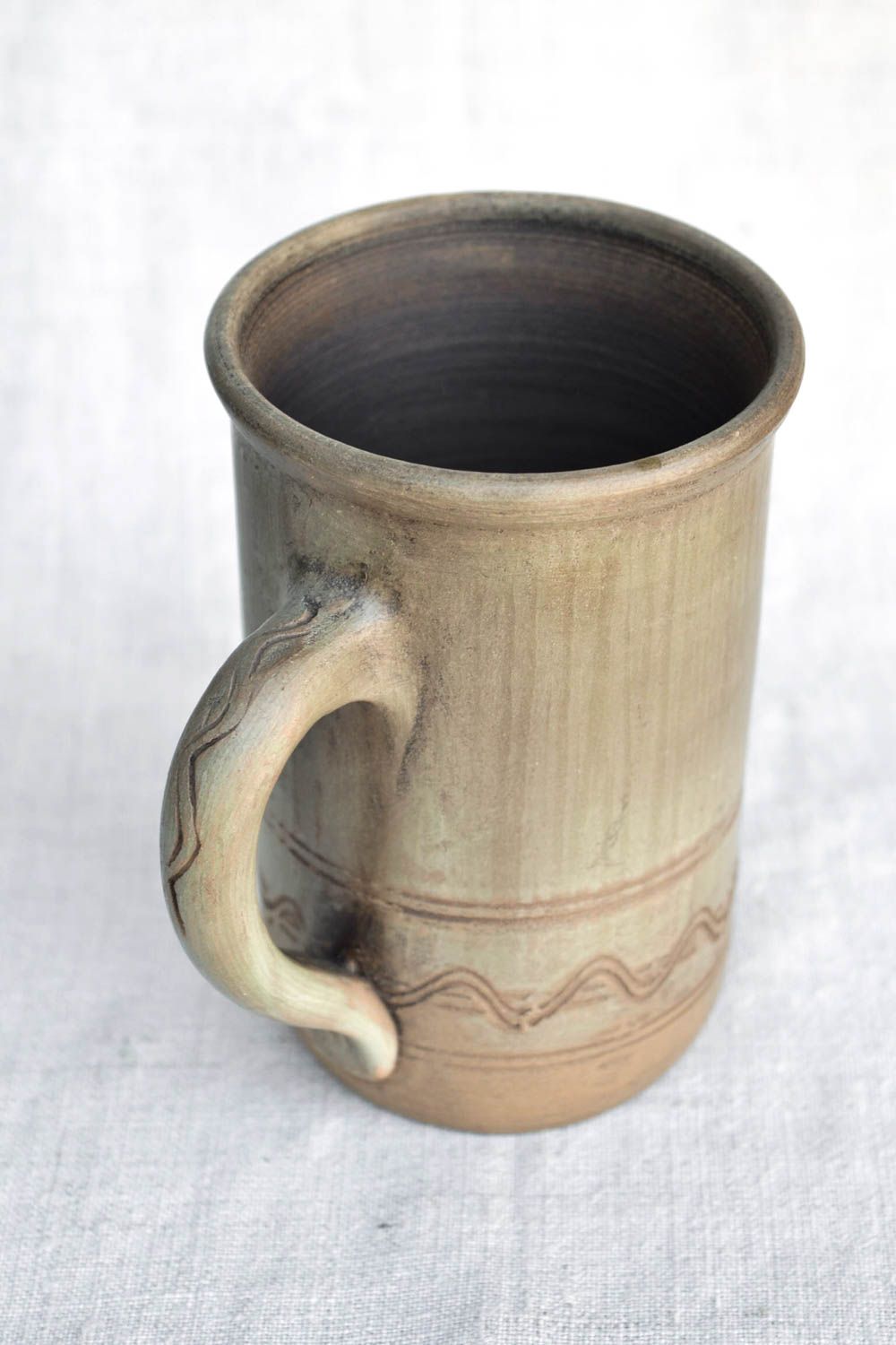 Глиняная чашка ручной работы чайная чашка посуда для чая с росписью 400 мл фото 4
