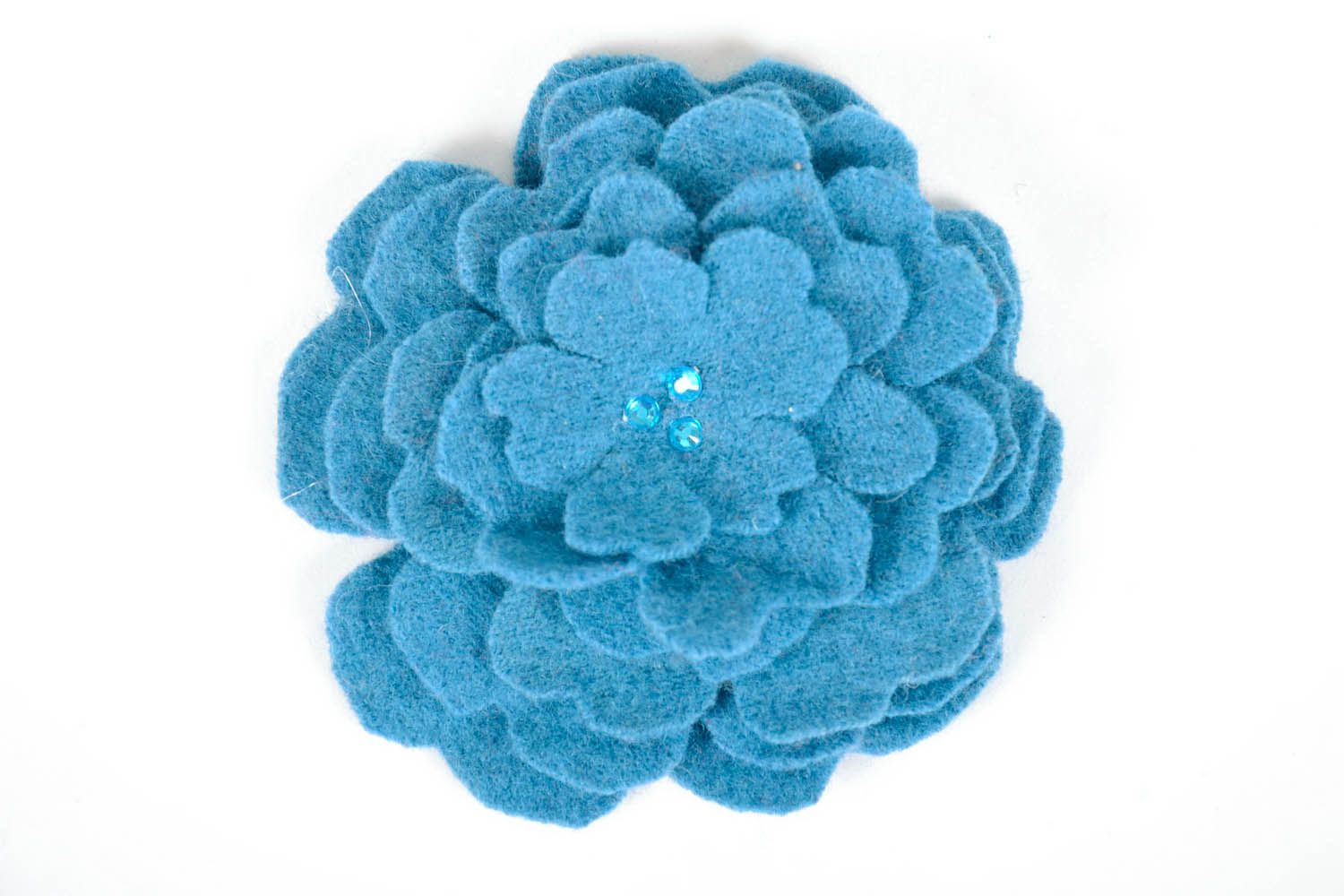 Grande broche fleur en laine Fleur bleue photo 2