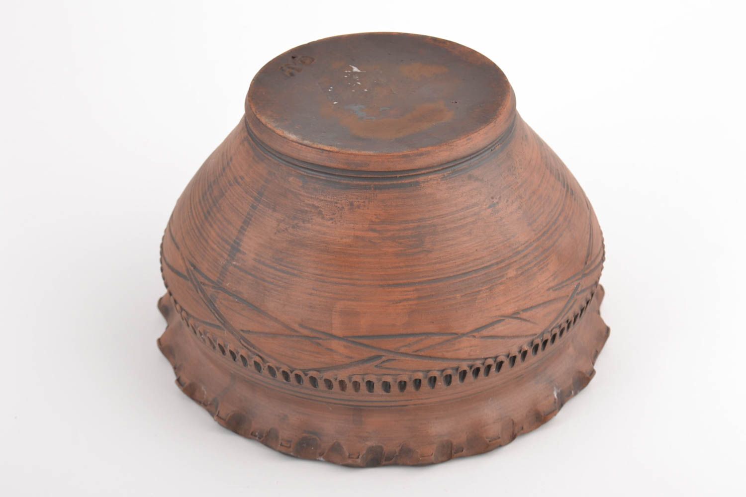 Large handmade designer clay bowl wit pattern 2.5 l photo 4