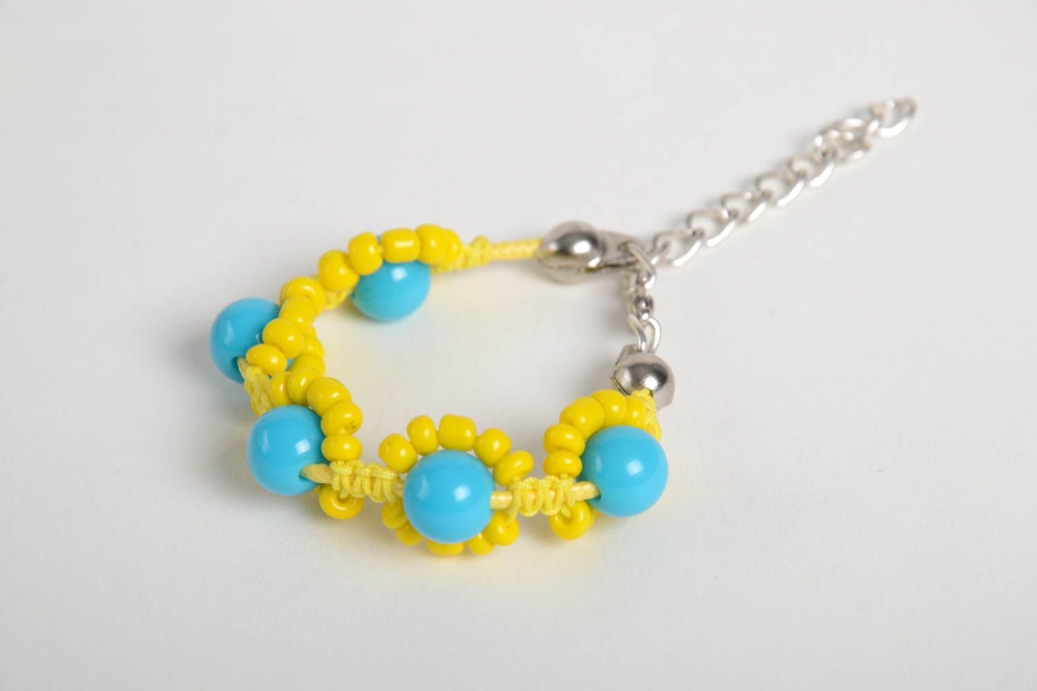 Handgefertigt Glasperlen Armband Designer Schmuck Frauen Accessoire gelb blau foto 5