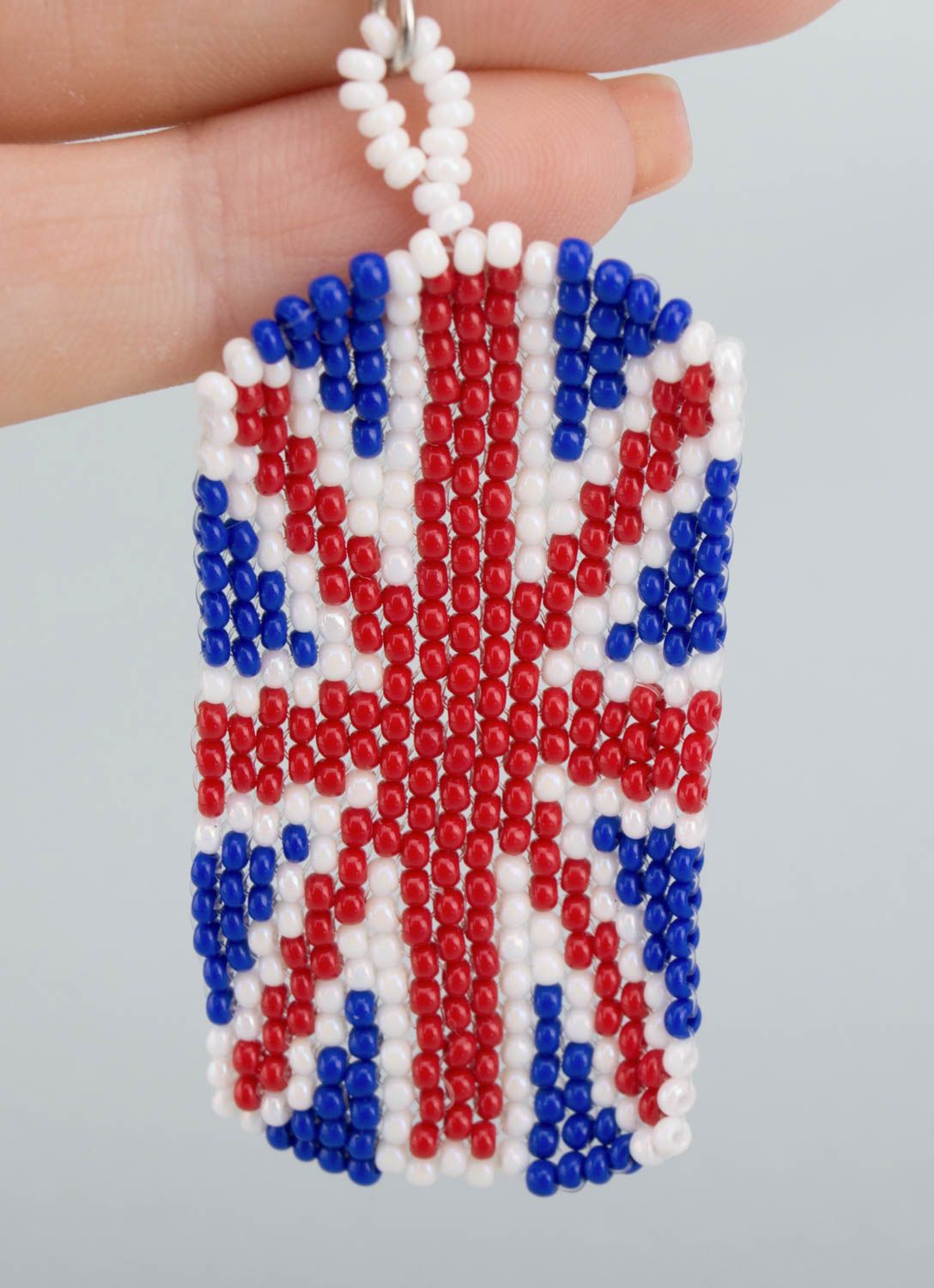 Брелок из бисера брелок ручной работы брелок для ключей с британским флагом фото 2