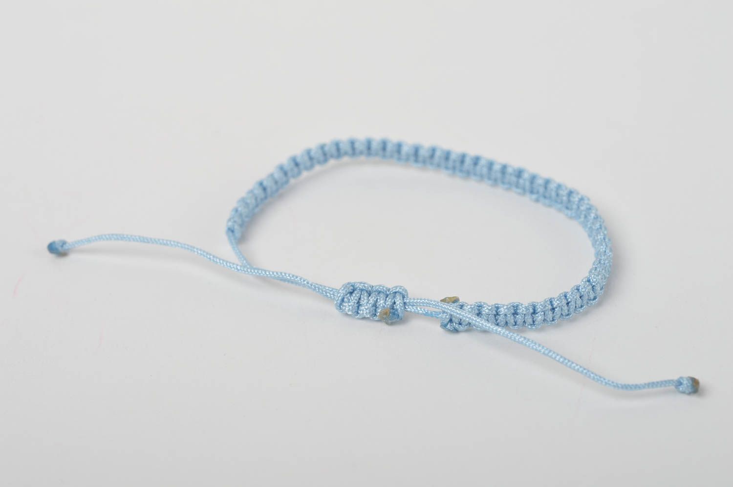 Bracelet tressé en lacets cirés Bijou fait main bleu fin original Cadeau enfant photo 4