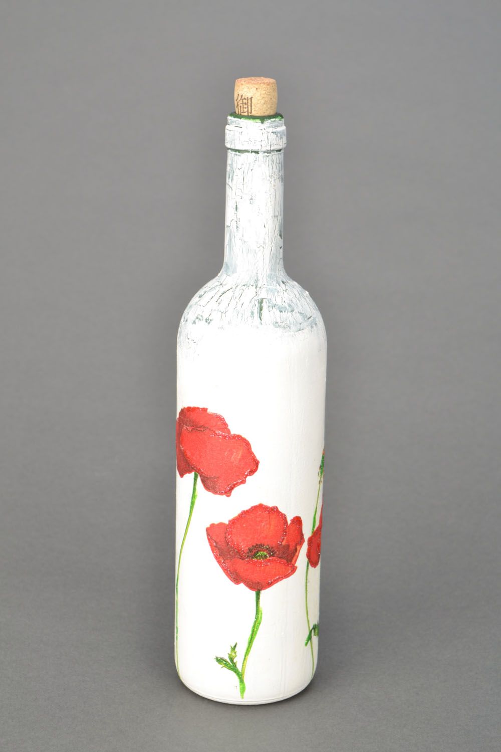 Decoupage bottle Poppies photo 1