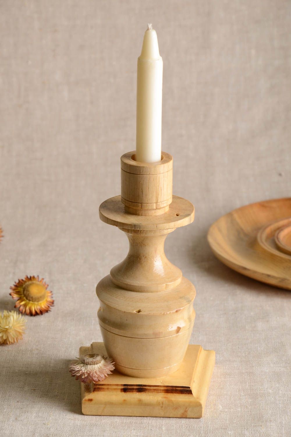 Handmade Deko Kerzenständer Holz Dekoration schöner Kerzenhalter Geschenk Idee foto 1