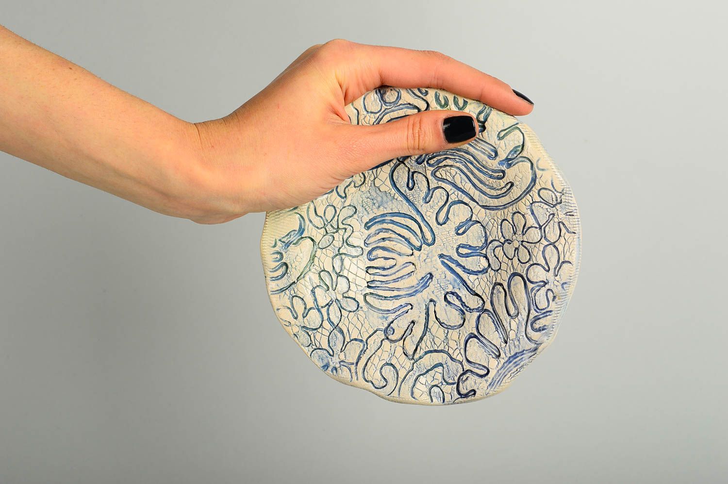 Blue handmade ceramic plate kitchen supplies kitchen design gift ideas  photo 2