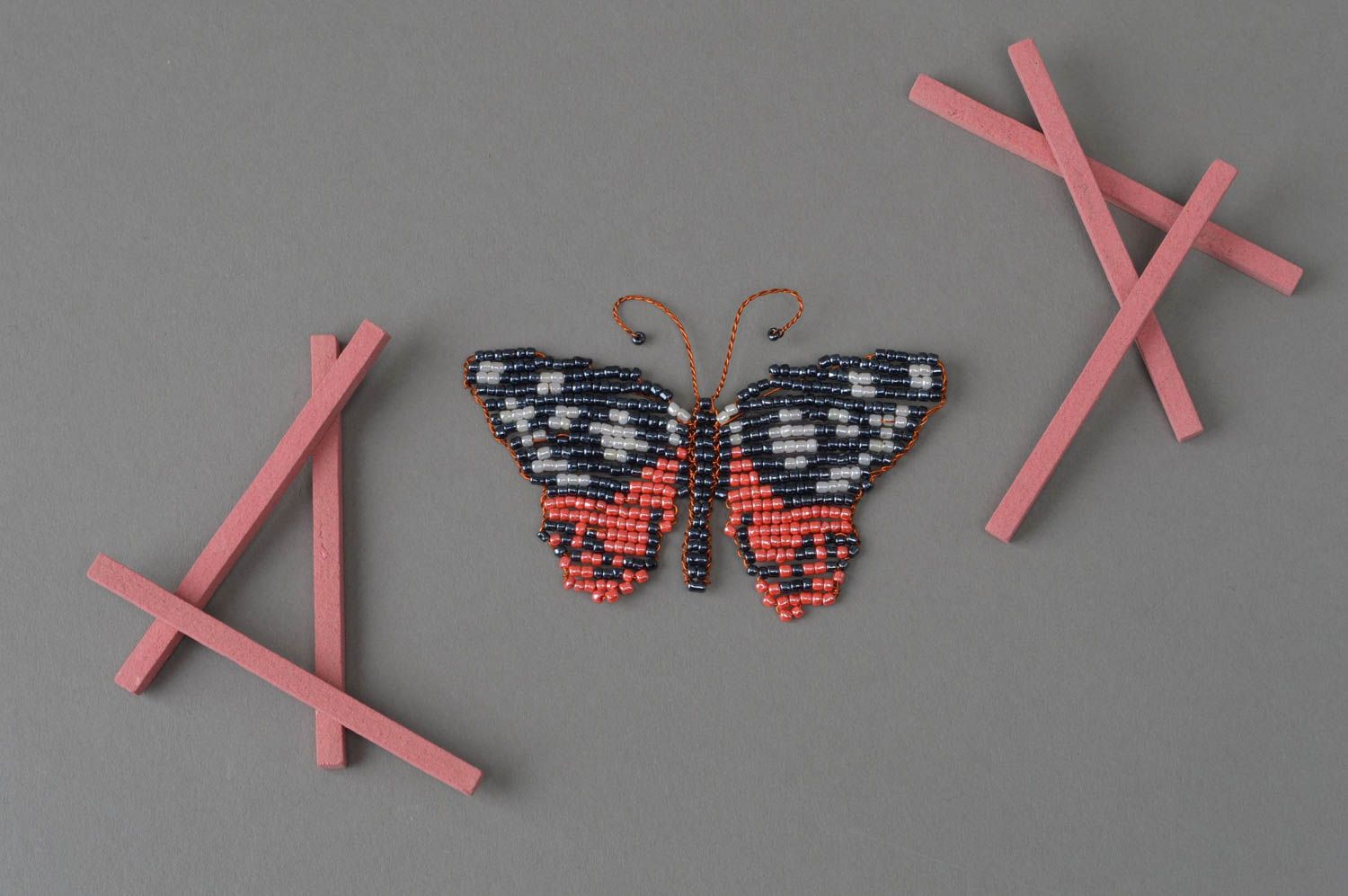 Schmetterling Magnet aus Glasperlen für Kühlschrank künstlerisch handgeschaffen foto 1