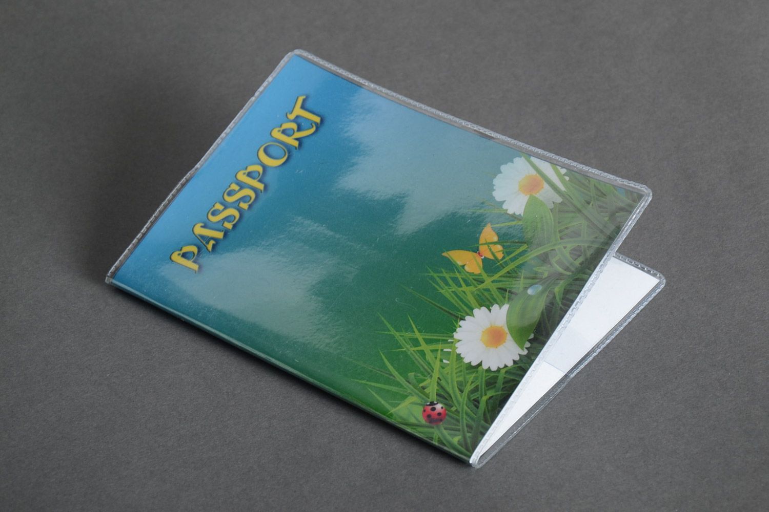 Handmade plastic passport cover with floral photo print gift idea for girl photo 2