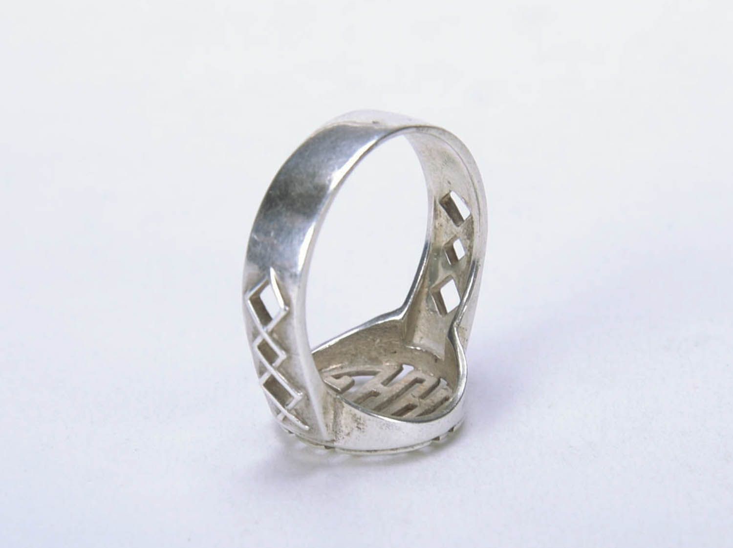 Silver ring with ethnic pattern photo 4