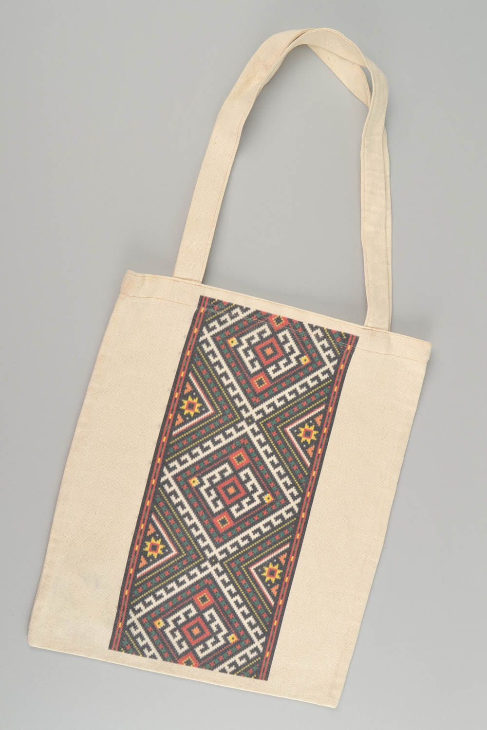 Handmade large female roomy textile bag in ethnic style  photo 2