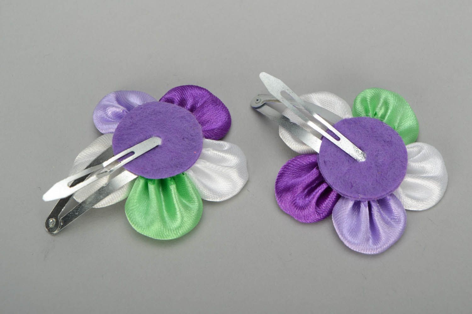 Set of hair clips with flowers  photo 5
