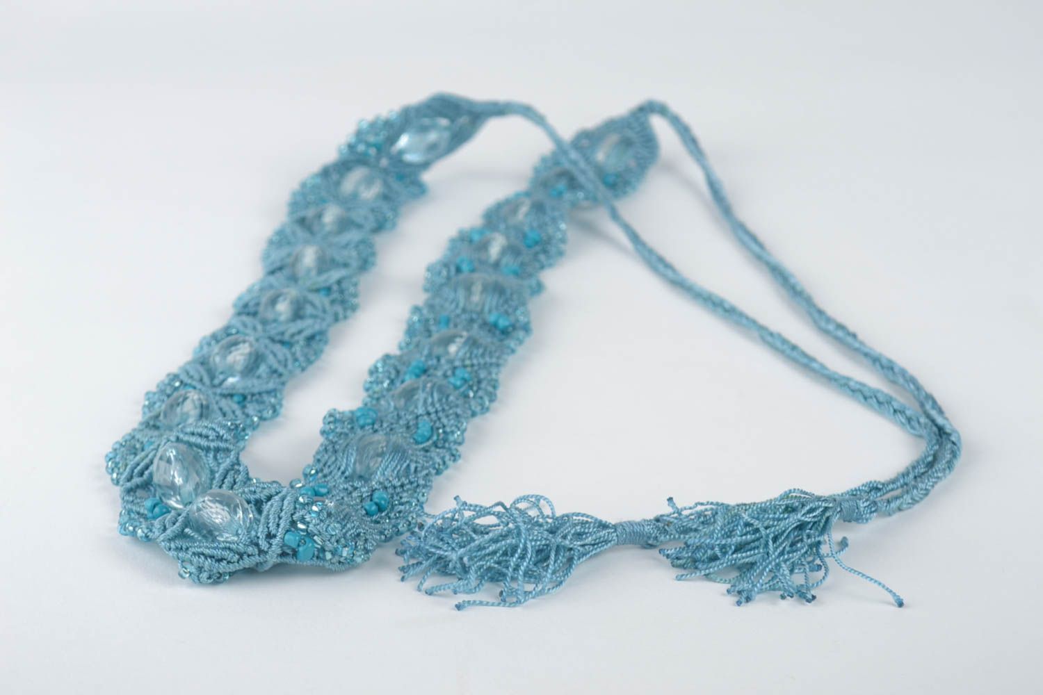 Handmade geflochtener Gürtel Accessoires für Frauen Damen Gürtel zart in Blau foto 3