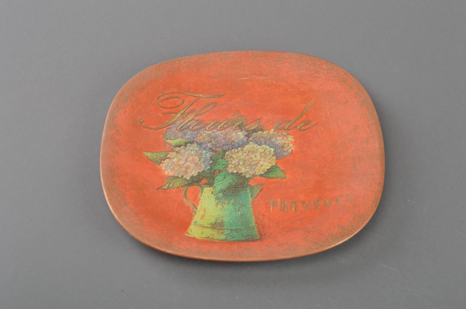 Handgemachter origineller orange dekorativer Teller aus Glas für Haus Dekor  foto 1