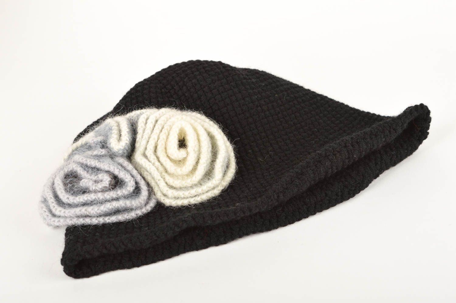 Оригинальная вязаная шапочка ручной работы женская шапка модная шерстяная шапка фото 2
