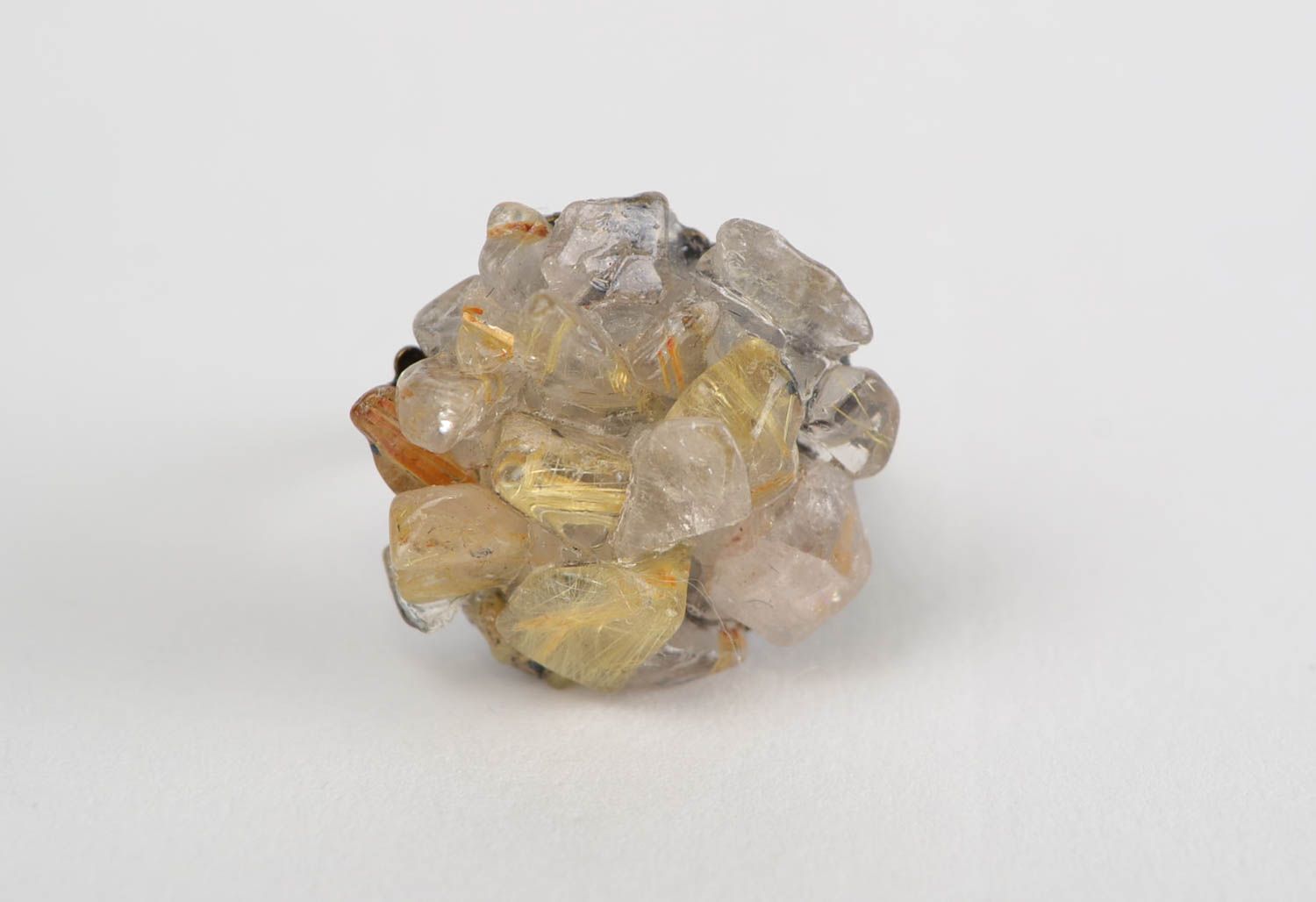 Bague avec quartz rutile naturel faite main métallique taille réglable photo 3