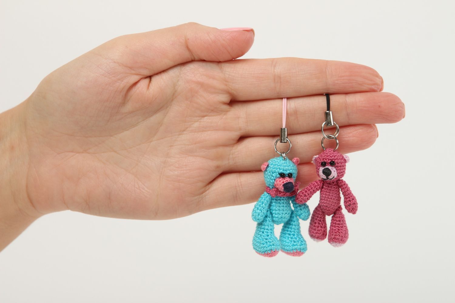 Handmade stylish soft toys unusual designer keychain 2 crocheted keychains photo 5
