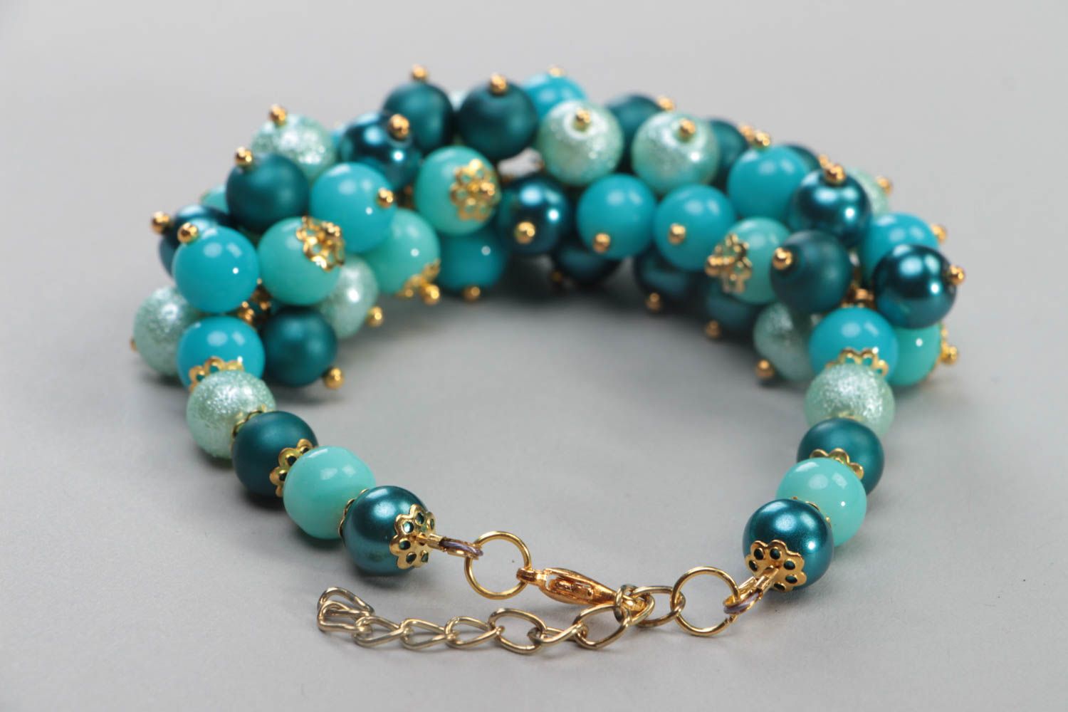 Bracelet fait main turquoise en perles céramiques accessoire festif cadeau photo 5