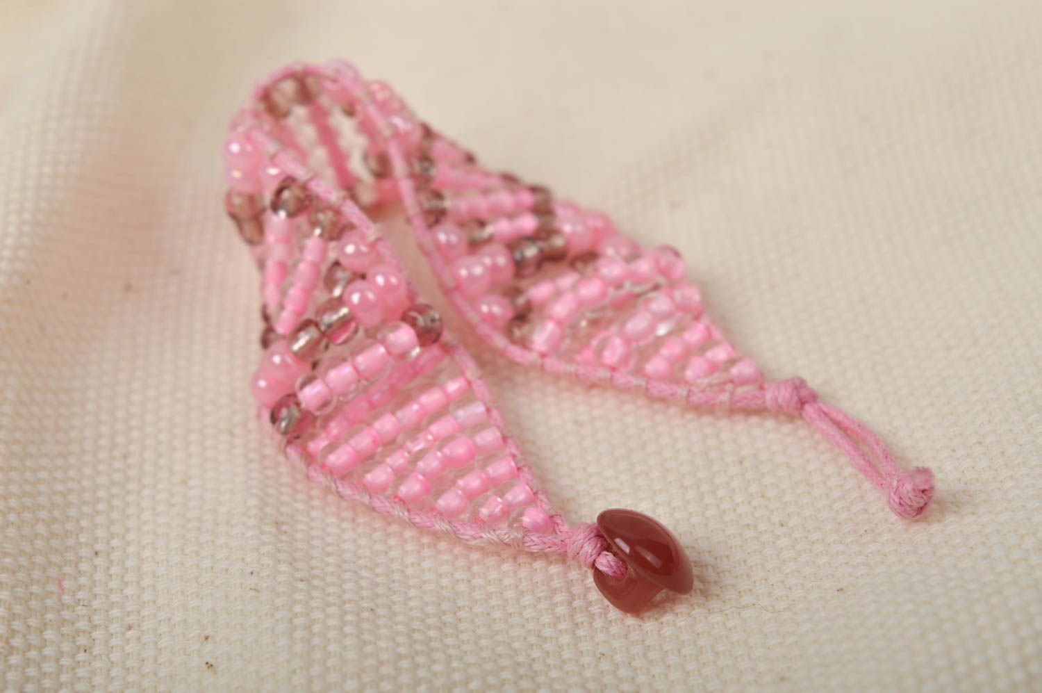 Handmade unusual pink jewelry designer beaded bracelet elegant wrist bracelet photo 1