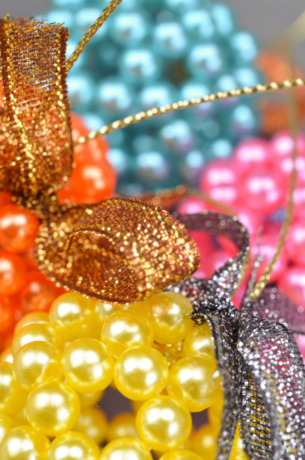 Bright festive handmade woven bead interior pendants set 5 items photo 4