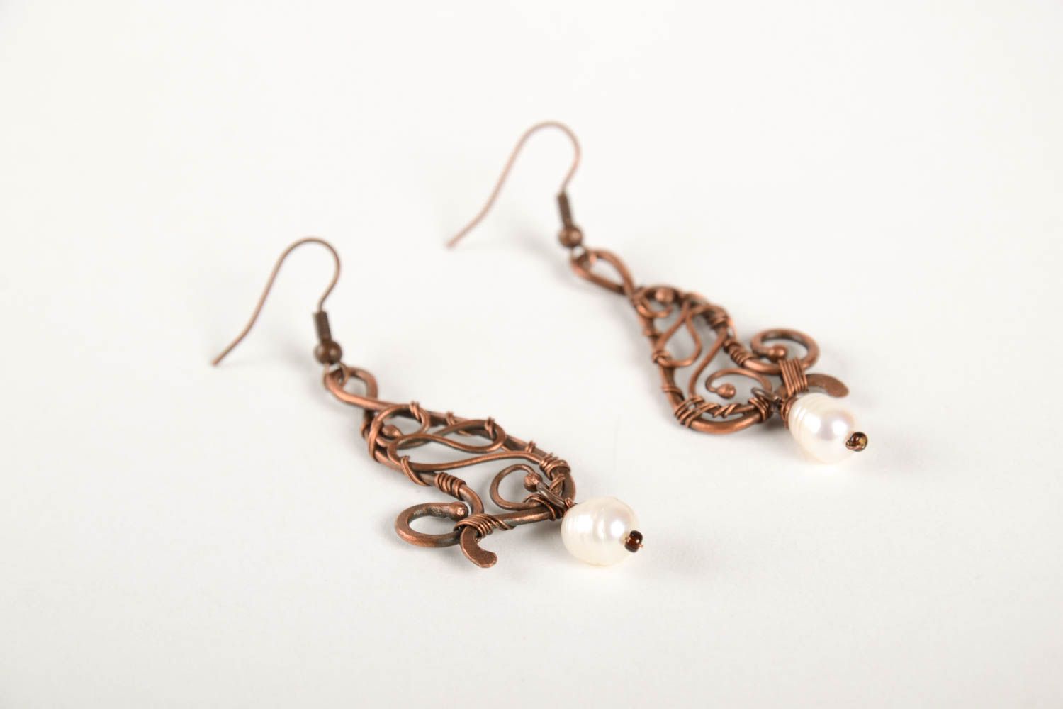 Handmade copper earrings unusual designer earrings stylish jewelry gift photo 5