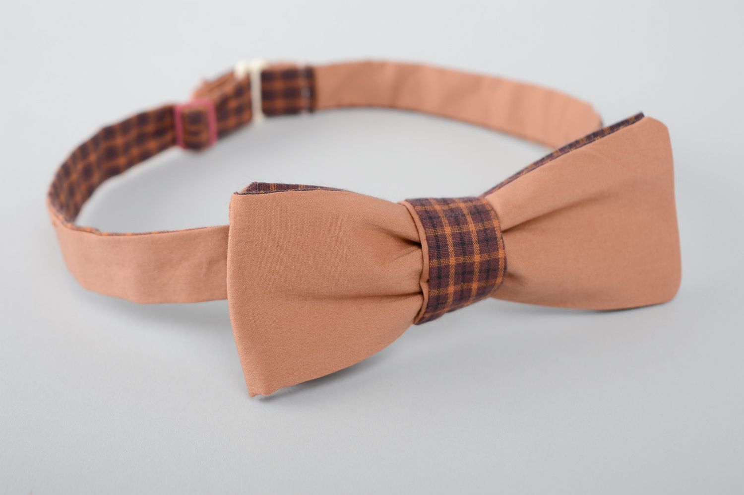Two-sided checkered fabric bow tie photo 3