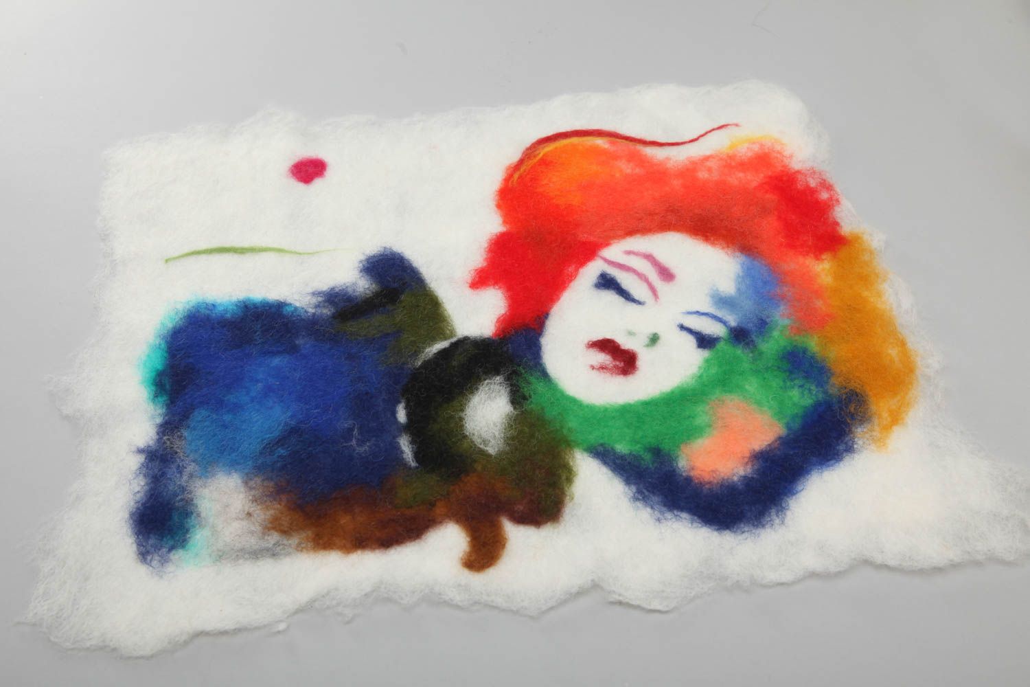 Tableau en laine feutrée avec femme fait main multicolore original sans cadre photo 2