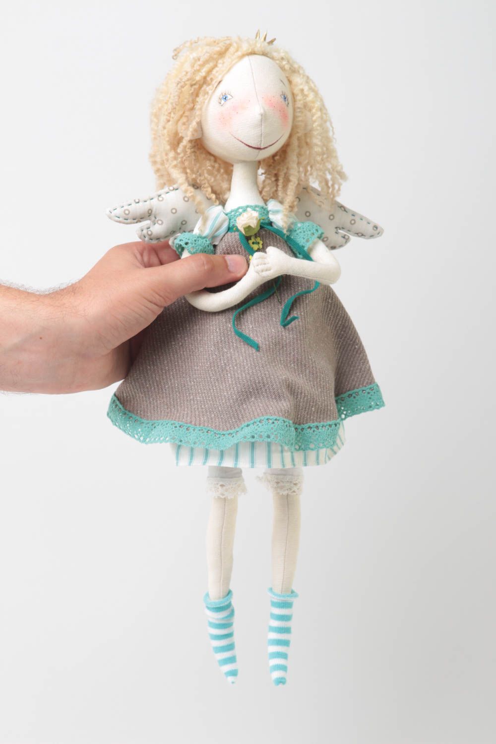Авторская мягкая кукла каркасная Мелли для декора дома игрушка ручной работы фото 5