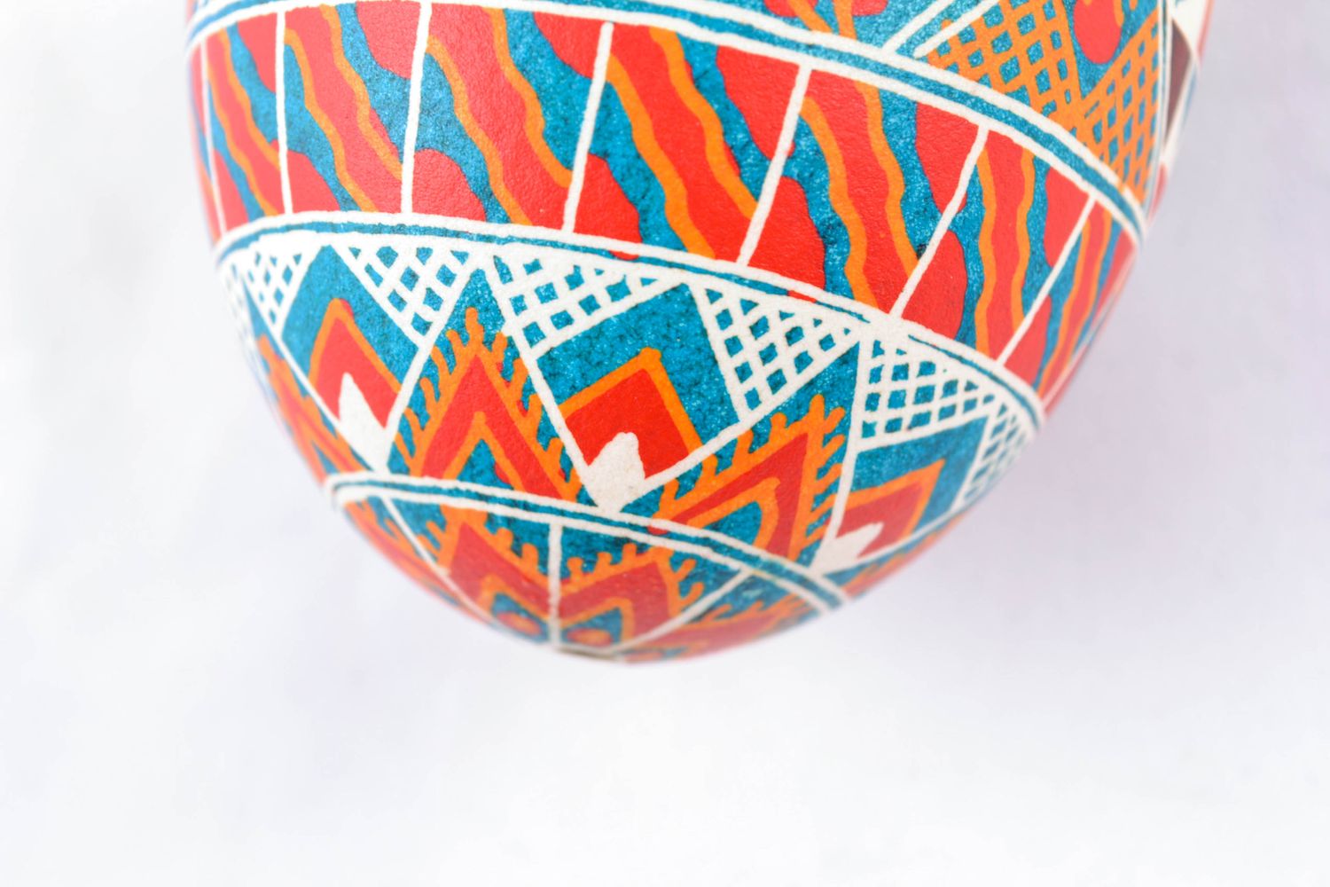 Bright handmade Easter egg with unusual pattern photo 5